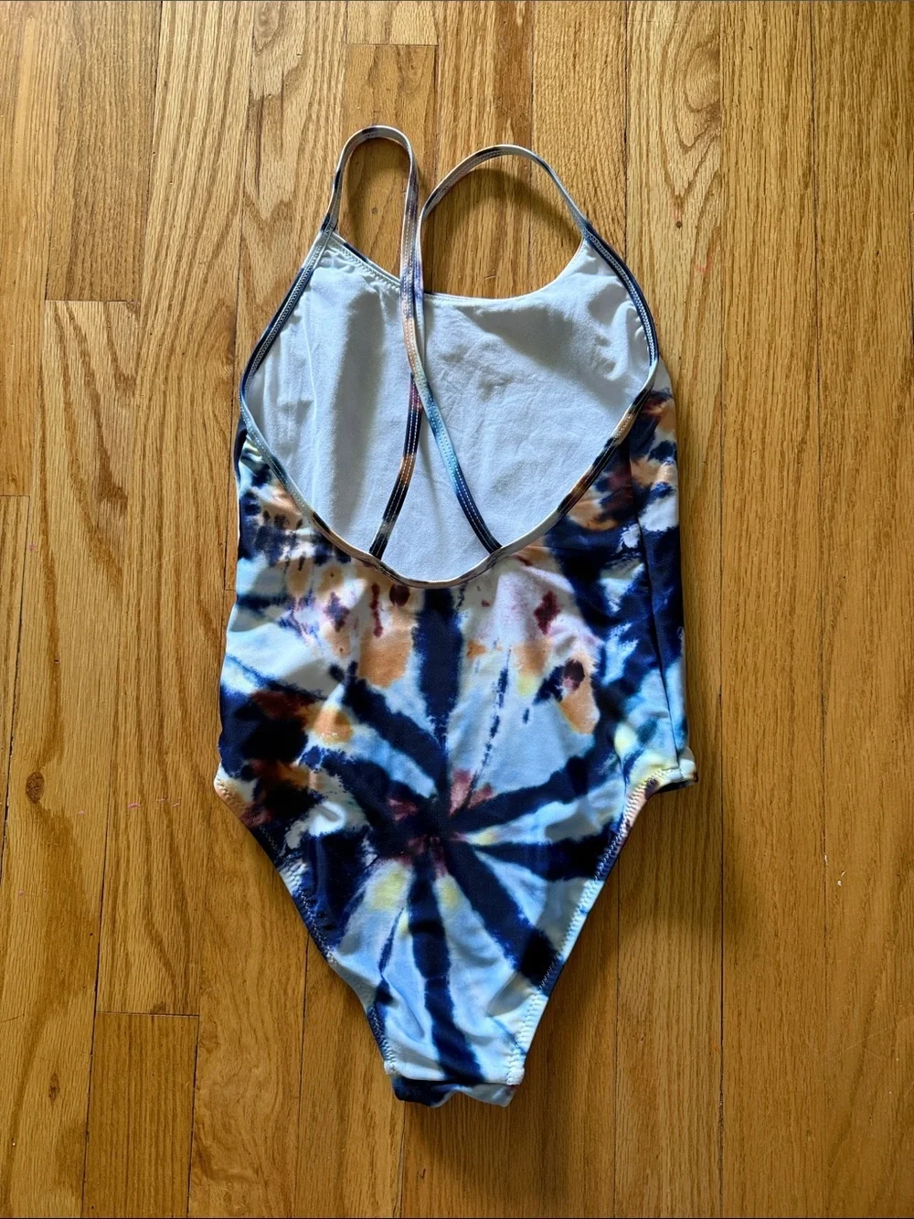 Molo sz 9 Tie-Dye One-Piece Swimsuit in Navy, Light Blue & Orange great cond